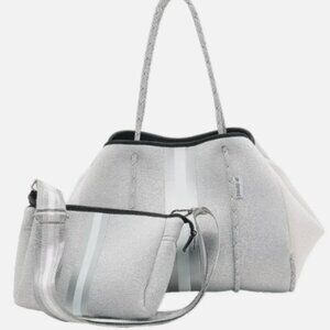AHDORNED Neoprene Tote and Pouch with a removable Grey Strap